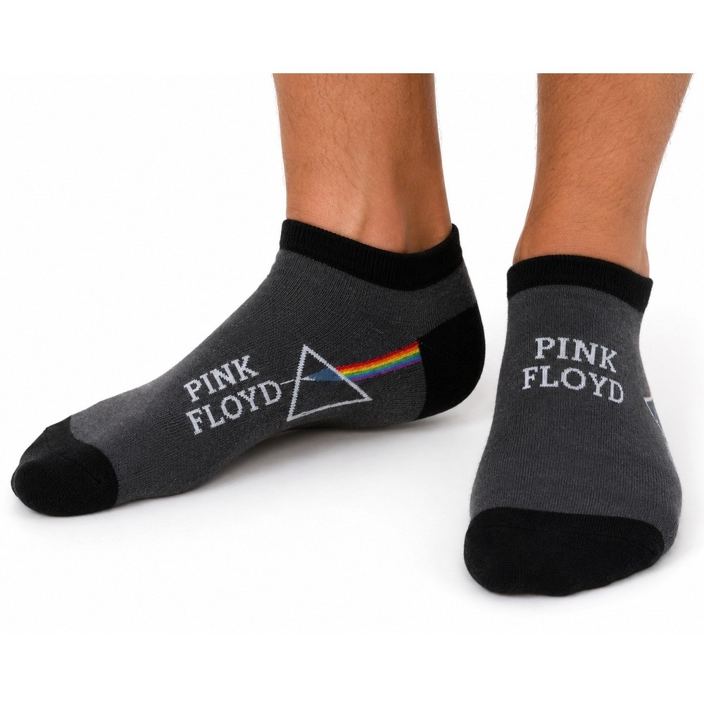 NEW Pink Floyd Dark Side of the Moon Ankle Socks 2 Pair Pack Black Grey Men 7-12